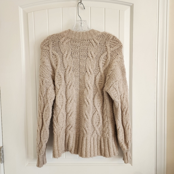 American Eagle Sweater XS Tan Beige Cable - Picture 6 of 13